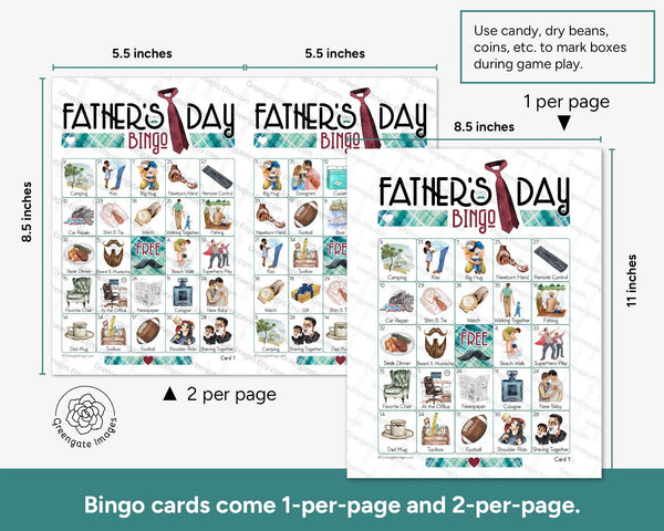 Father's Day Bingo - Printable Digital Download by Greengate Images