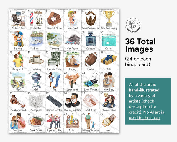 Father's Day Bingo - Printable Digital Download by Greengate Images