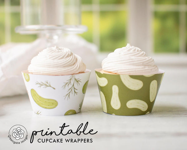 Pickle Cupcake Wrapper Duo - Printable Digital Download by Greengate Images