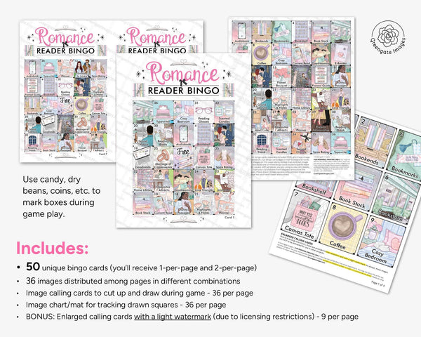 Romance Reader Bingo - Printable Digital Download by Greengate Images