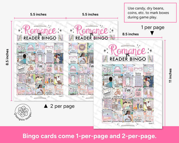 Romance Reader Bingo - Printable Digital Download by Greengate Images