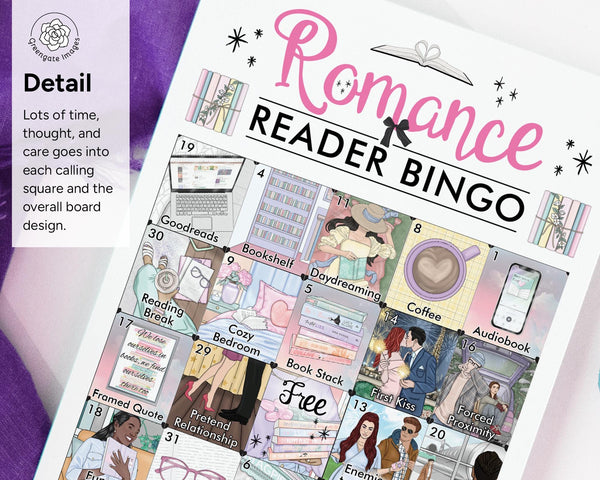 Romance Reader Bingo - Printable Digital Download by Greengate Images
