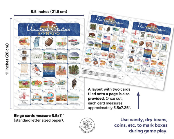 United States Bingo - Printable Digital Download by Greengate Images