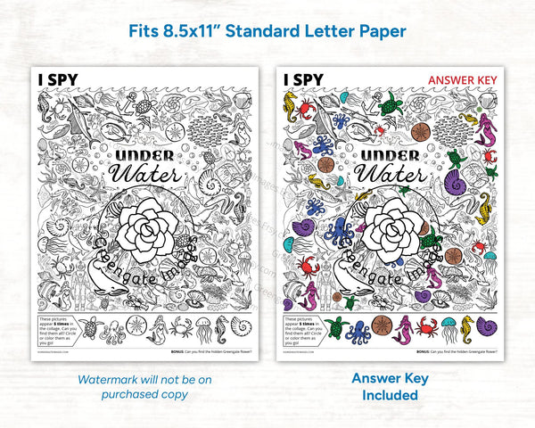 Under Water (Ocean Life) I Spy - Printable Digital Download by Greengate Images