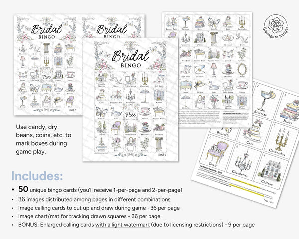 Bridal Bingo - Château Romance - Printable Digital Download by Greengate Images