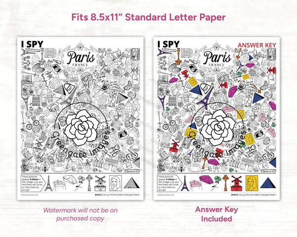 Paris I Spy - Printable Digital Download by Greengate Images