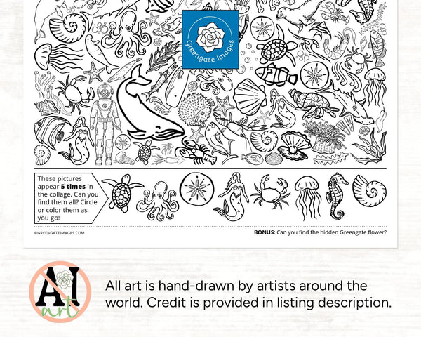 Under Water (Ocean Life) I Spy - Printable Digital Download by Greengate Images