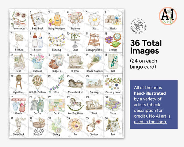 Baby in Bloom Bingo - Printable Digital Download by Greengate Images