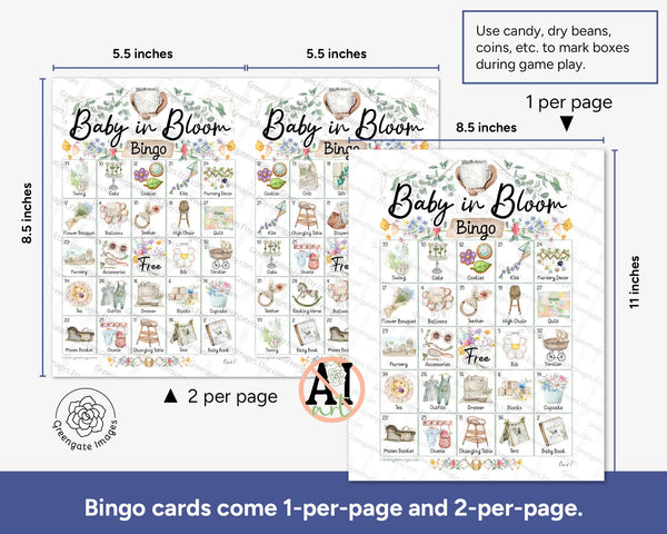 Baby in Bloom Bingo - Printable Digital Download by Greengate Images