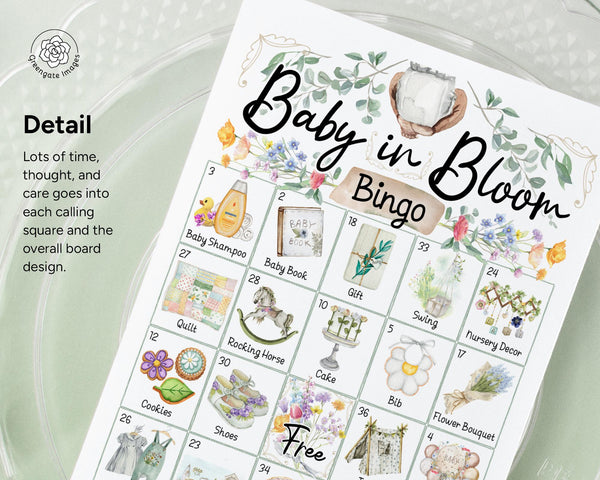 Baby in Bloom Bingo - Printable Digital Download by Greengate Images