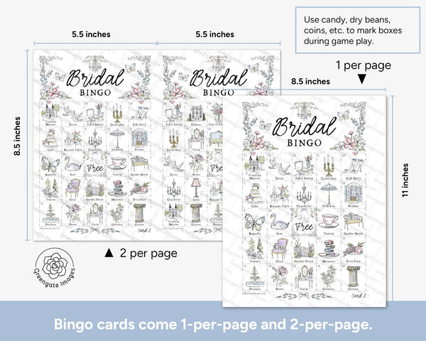 Bridal Bingo - Château Romance - Printable Digital Download by Greengate Images