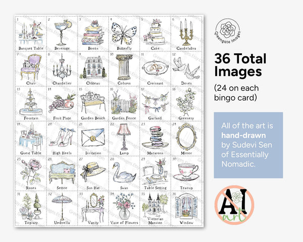 Bridal Bingo - Château Romance - Printable Digital Download by Greengate Images