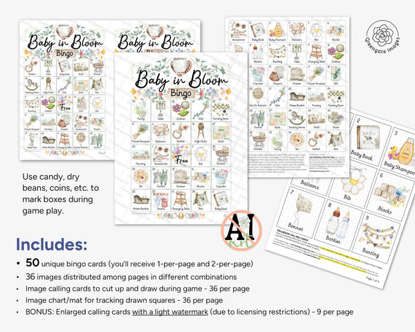 Baby in Bloom Bingo - Printable Digital Download by Greengate Images