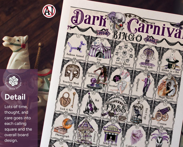 Dark Carnival Bingo - Printable Digital Download by Greengate Images