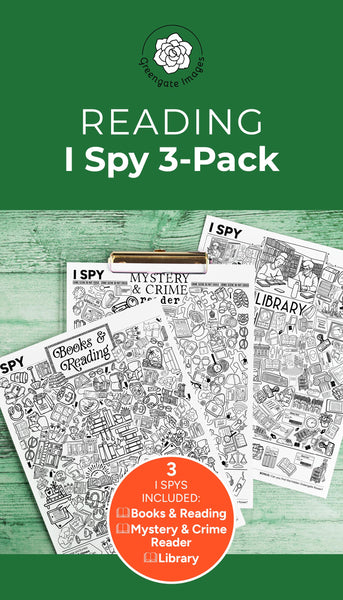Reading I Spy Bundle: Library, Mystery & Crime Reader, Books & Reading - Printable Digital Download by Greengate Images