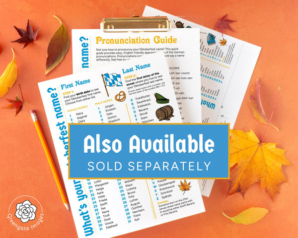 Oktoberfest Name Generator - Red and Gold - Printable Digital Download by Greengate Images