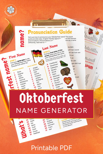 Oktoberfest Name Generator - Red and Gold - Printable Digital Download by Greengate Images