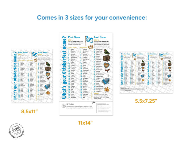 What's your Oktoberfest name? Blue and Gold - Printable Digital Download by Greengate Images