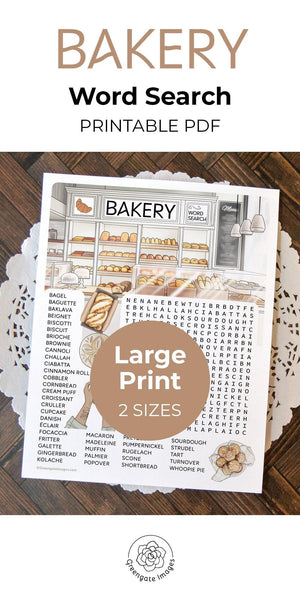 Bakery Word Search - Printable Digital Download by Greengate Images
