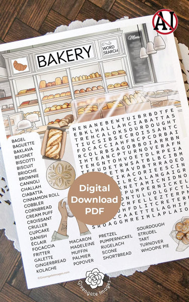 Bakery Word Search - Printable Digital Download by Greengate Images