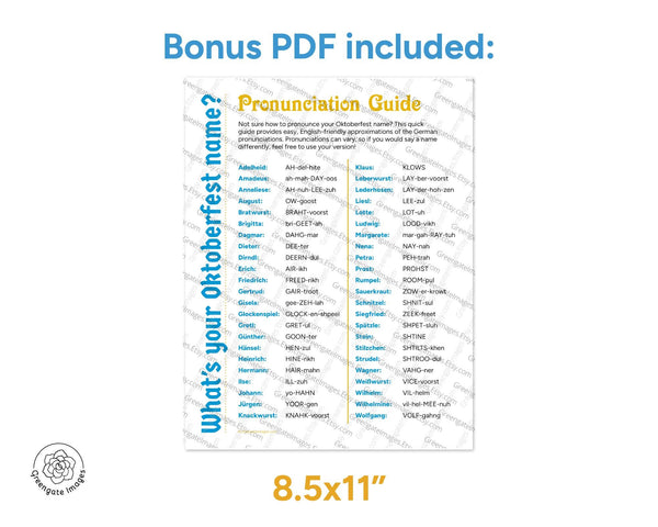 What's your Oktoberfest name? Blue and Gold - Printable Digital Download by Greengate Images
