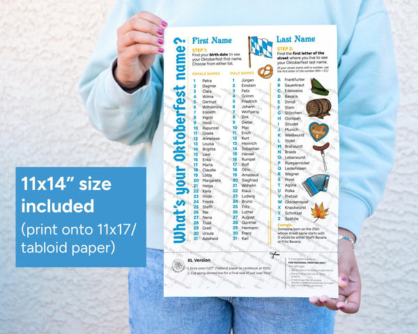 What's your Oktoberfest name? Blue and Gold - Printable Digital Download by Greengate Images