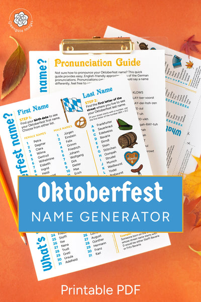 What's your Oktoberfest name? Blue and Gold - Printable Digital Download by Greengate Images
