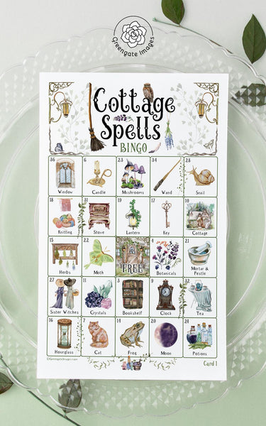 Cozy Witch Bingo - Cottage Spells - Fun activity for themed parties, forest woodland witchcore, magic, new age. 50 PRINTABLE unique cards.
