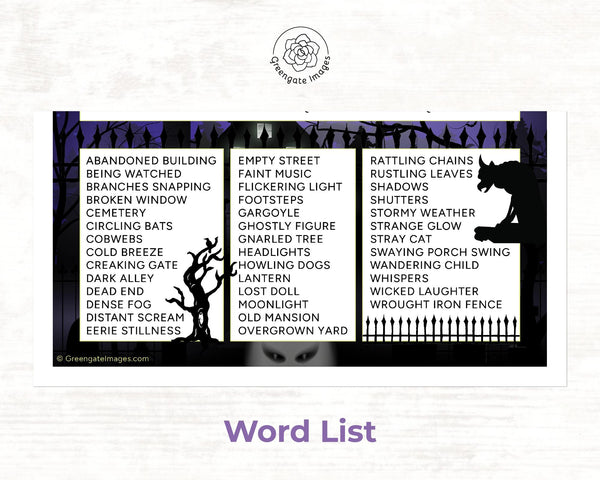 Haunted Neighborhood Word Search - PRINTABLE downloadable activity. Spooky, immersive word find for all ages. Lots of words & color artwork.