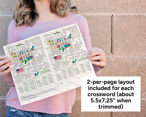 50 States Crossword Puzzles 5-Pack - Printable Digital Download by Greengate Images