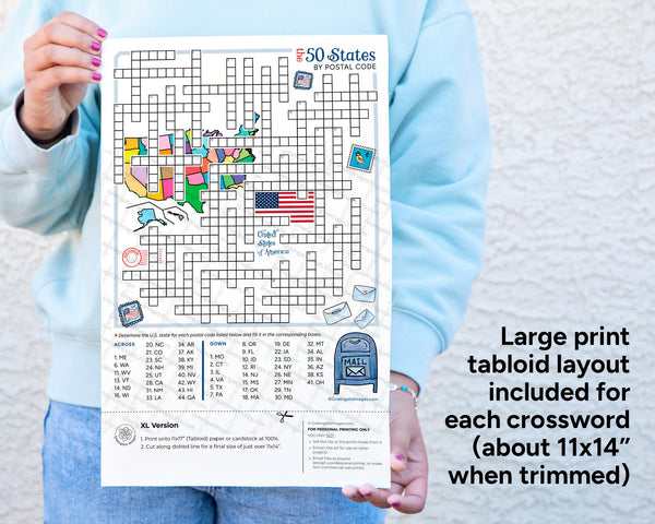 50 States Crossword Puzzles 5-Pack - Printable Digital Download by Greengate Images