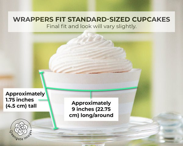 Ivory Striped Printable Cupcake Wrapper - Printable Digital Download by Greengate Images
