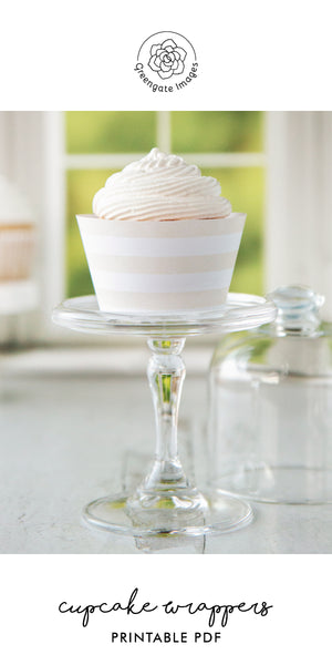 Ivory Striped Printable Cupcake Wrapper - Printable Digital Download by Greengate Images