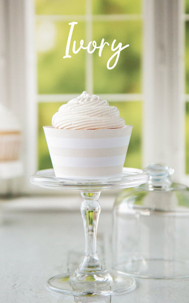 Ivory Striped Printable Cupcake Wrapper - Printable Digital Download by Greengate Images