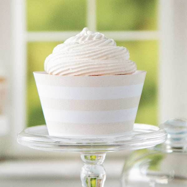 Ivory Striped Printable Cupcake Wrapper - Printable Digital Download by Greengate Images