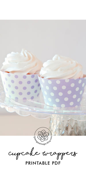 Lavender Polka Dot Cupcake Wrappers - Printable Digital Download by Greengate Images