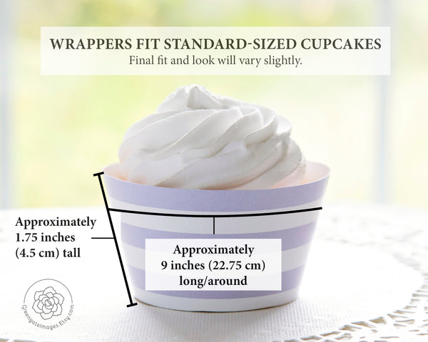 Lavender Striped Cupcake Wrapper - Printable Digital Download by Greengate Images