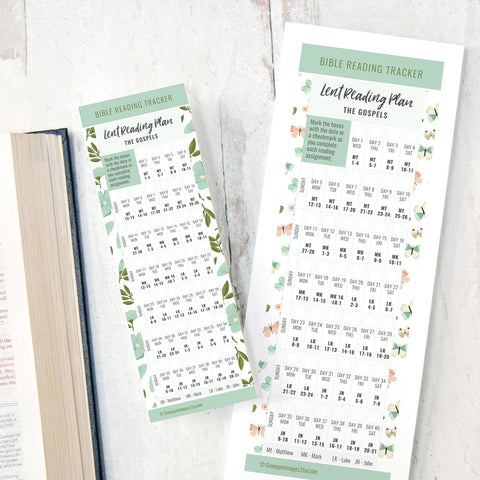 Lent Bookmark Bible Tracker - Spring Floral - Printable Digital Download by Greengate Images