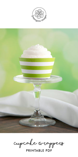 Lime Green Striped Cupcake Wrapper