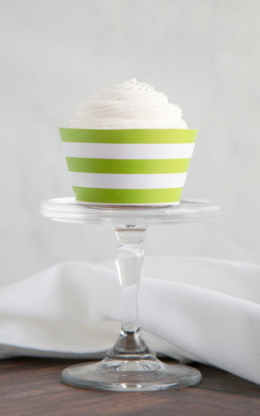 Lime Green Striped Cupcake Wrapper