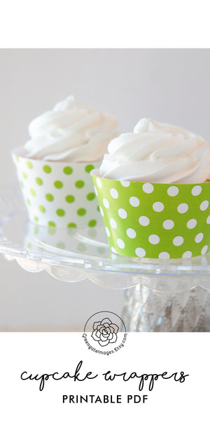 Lime Green Polka Dot Cupcake Wrappers - Printable Digital Download by Greengate Images
