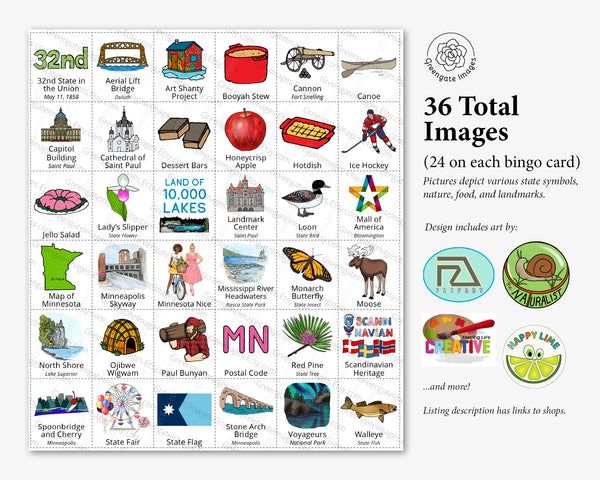 Minnesota Bingo - Printable Digital Download by Greengate Images