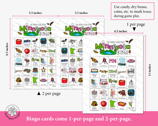 Minnesota Bingo - Printable Digital Download by Greengate Images