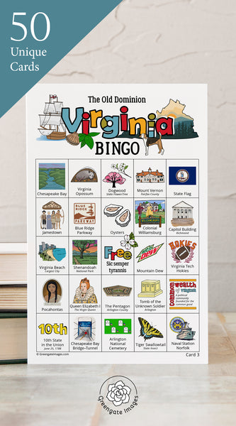 Virginia Bingo Cards - Printable Digital Download by Greengate Images