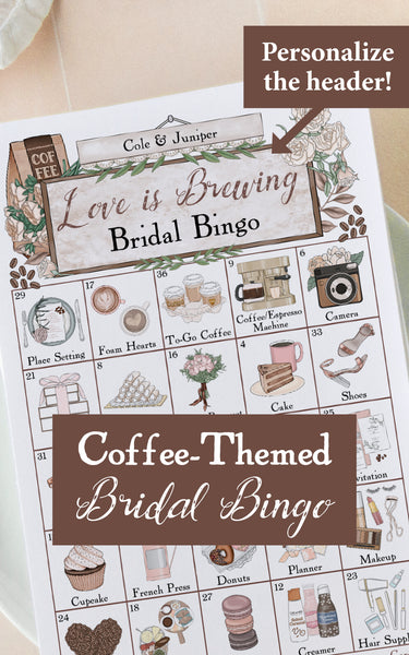 Coffee Bridal Shower Bingo Cards - Printable Digital Download by Greengate Images