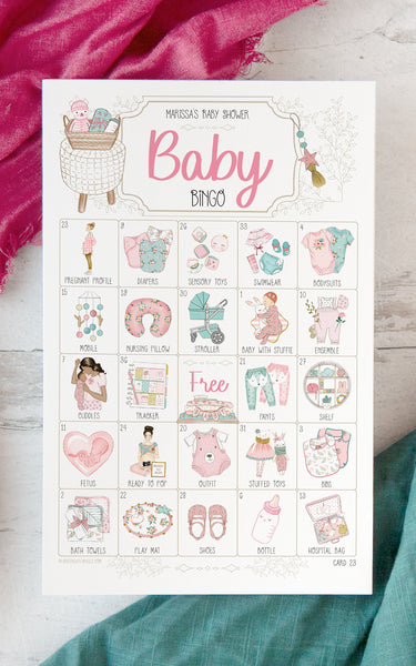 Pink & Aqua Baby Girl Bingo - Personalizable