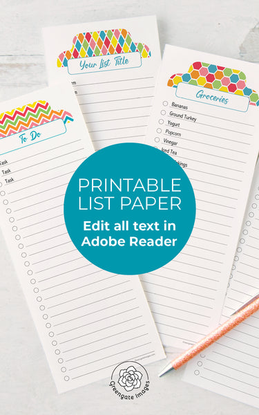 Printable List Paper - Rainbow Patterns