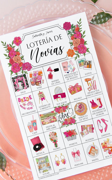 Hot Pink + Orange Lotería para Despedida de Soltera - Printable Digital Download by Greengate Images