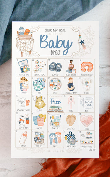 Blue & Orange Baby Bingo - Personalizable - Greengate Images