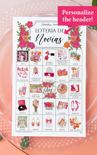 Hot Pink + Orange Lotería para Despedida de Soltera - Printable Digital Download by Greengate Images